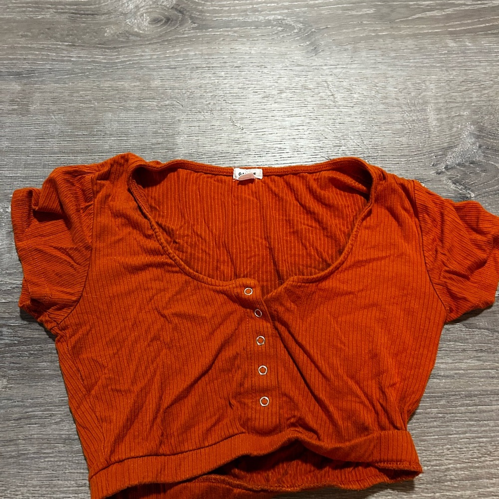 Garage Orange Ribbed Crop Top
